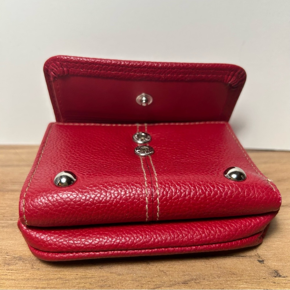 Buxton Red Genuine Leather Wallet with Key Ring and Wide ID Slot NWOT - Picture 5 of 11